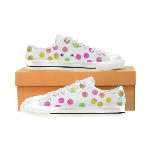 Multicolor Dots White. Inspired by the Magic Island of Gotland. Women's Classic Canvas Shoes (Model 018)