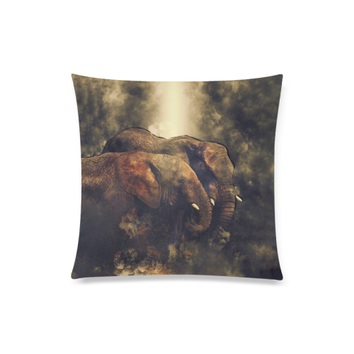 Pair of African Elephants in Cosmic Mystery Shroud Custom Zippered Pillow Case 20"x20"(Twin Sides)