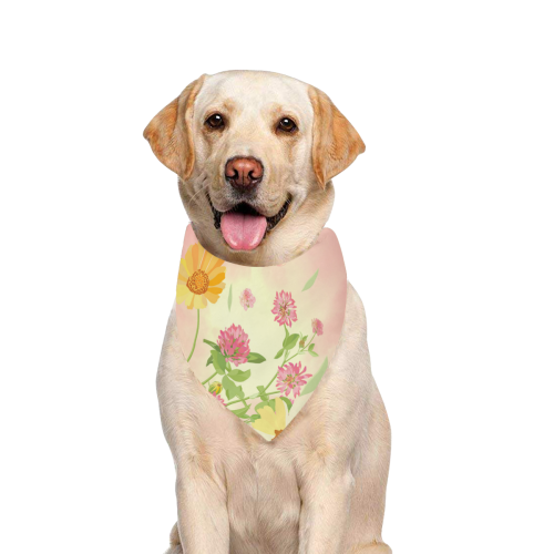 Wonderful flowers, soft colors Pet Dog Bandana/Large Size