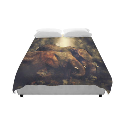 Pair of African Elephants in Cosmic Mystery Shroud Duvet Cover 86"x70" ( All-over-print)