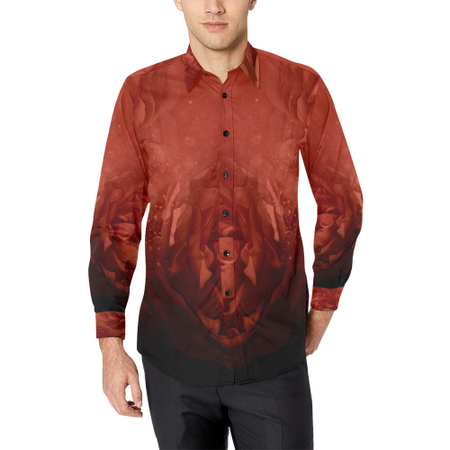 Wonderful red flowers Men's All Over Print Casual Dress Shirt (Model T61)