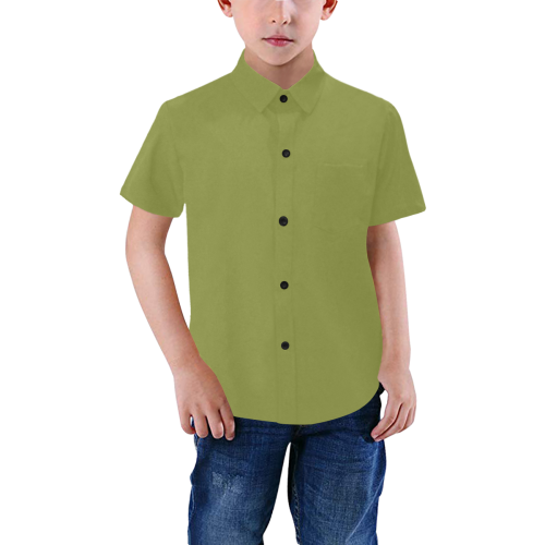 Color Solid Pepper Stem Boys' All Over Print Short Sleeve Shirt (Model T59)