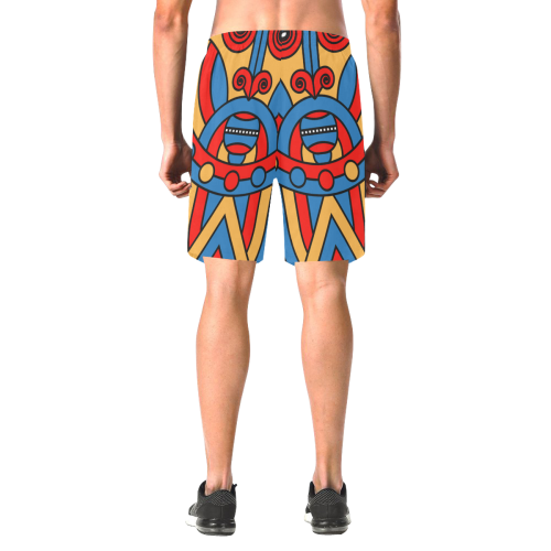 Aztec Maasai Lion Tribal Men's All Over Print Elastic Beach Shorts (Model L20)
