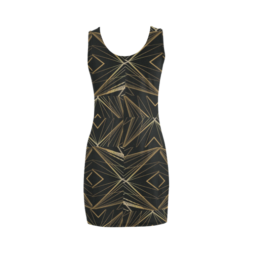 Sexy geometric design lines in gold medea vest dress by FlipStylez Designs Medea Vest Dress (Model D06)