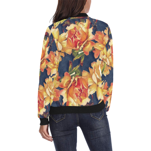 flowers #flowers #pattern #flora All Over Print Bomber Jacket for Women (Model H36)
