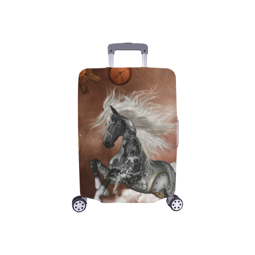 Amazing steampunk horse, silver Luggage Cover/Small 18"-21"