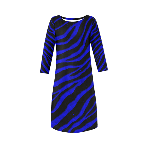 Ripped SpaceTime Stripes - Blue Round Collar Dress (D22)