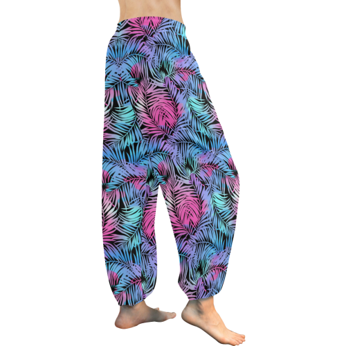 Tropical Leaves Women's All Over Print Harem Pants (Model L18)
