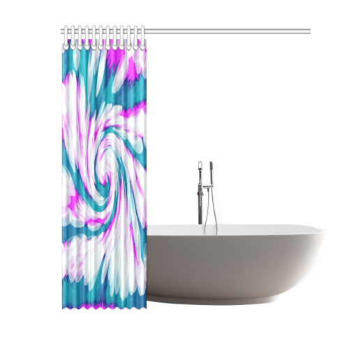 Turquoise Pink Tie Dye Swirl Abstract Shower Curtain 60"x72"