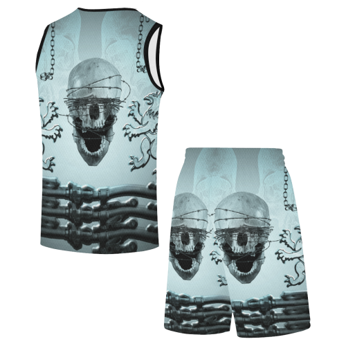 Scary skull with lion All Over Print Basketball Uniform