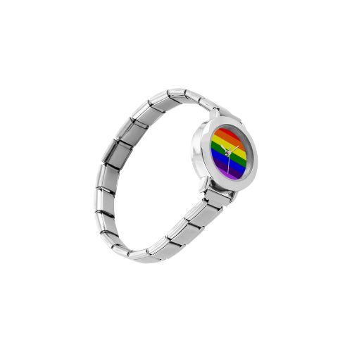 Rainbow Flag (Gay Pride - LGBTQIA+) Women's Italian Charm Watch(Model 107)