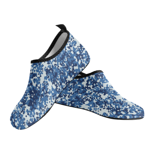 Digital Blue Camouflage Kids' Slip-On Water Shoes (Model 056)