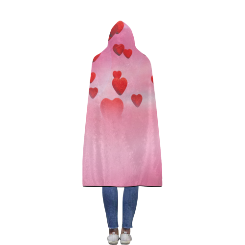 lovely romantic sky heart pattern for valentines day, mothers day, birthday, marriage Flannel Hooded Blanket 56''x80''