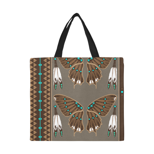 Butterfly wings Brown All Over Print Canvas Tote Bag/Large (Model 1699)