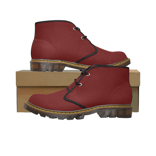color blood red Men's Canvas Chukka Boots (Model 2402-1)