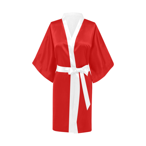 vibrant red with white belt Kimono Robe