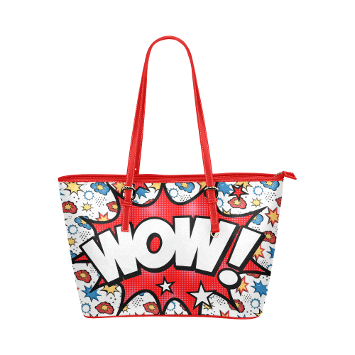 Fairlings Delight's Pop Art Collection- Comic Bubbles 53086wow1R Leather Tote Bag/Small Leather Tote Bag/Small (Model 1651)