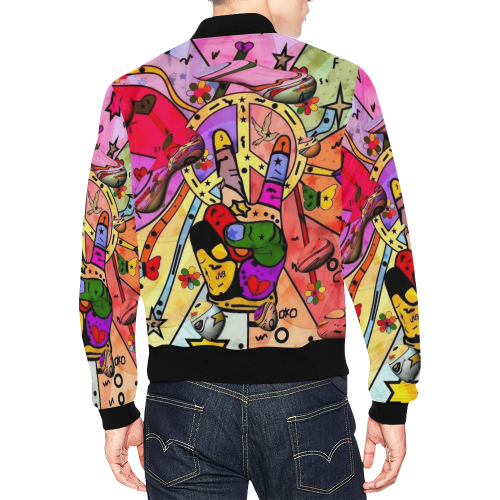 Peace Popart by Nico Bielow All Over Print Bomber Jacket for Men (Model H19)