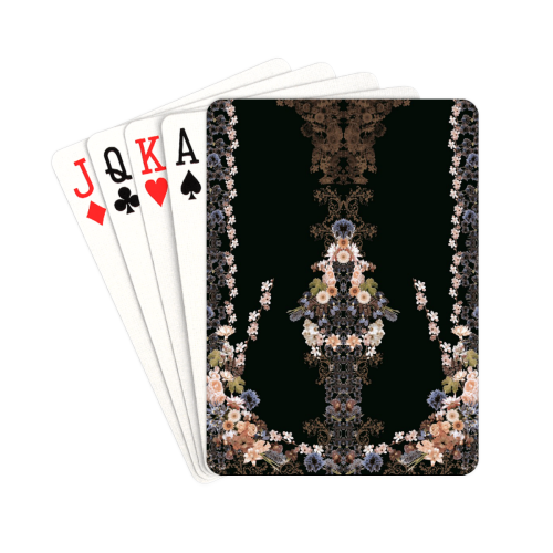 floral-black and peach Playing Cards 2.5"x3.5"