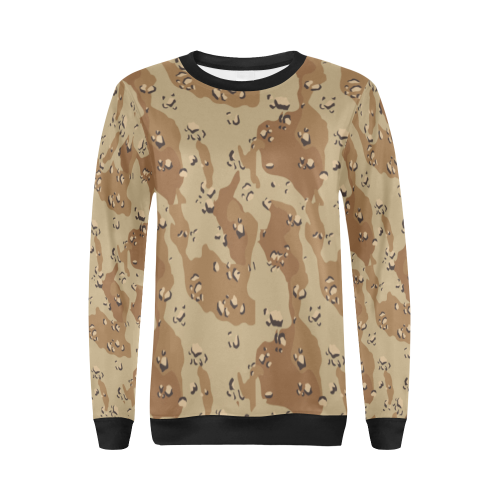 Vintage Desert Brown Camouflage All Over Print Crewneck Sweatshirt for Women (Model H18)