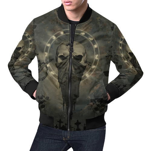 The creepy skull with spider All Over Print Bomber Jacket for Men/Large Size (Model H19)