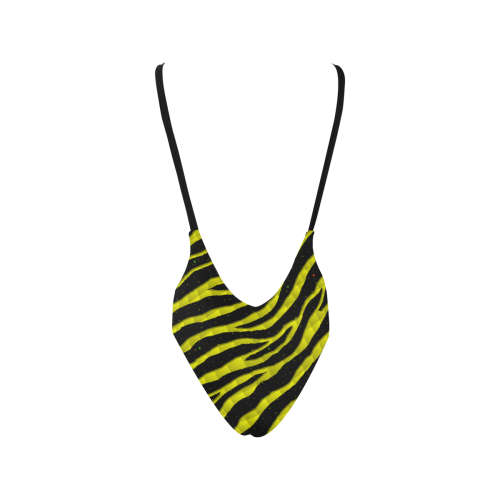 Ripped SpaceTime Stripes - Yellow Sexy Low Back One-Piece Swimsuit (Model S09)