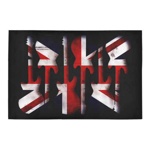 Union Jack British UK Flag Guitars on Black Azalea Doormat 24" x 16" (Sponge Material)