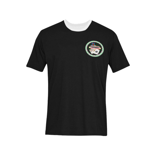 LasVegasIcons Poker Chip - Poker Hand Black Men's All Over Print T-Shirt (Solid Color Neck) (Model T63)
