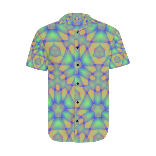 Tri-color Pattern Men's Short Sleeve Shirt with Lapel Collar (Model T54)