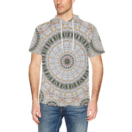 Peace Mandala All Over Print Short Sleeve Hoodie for Men (Model H32)