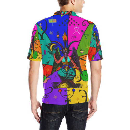 Awesome Baphomet Popart Men's All Over Print Polo Shirt (Model T55)