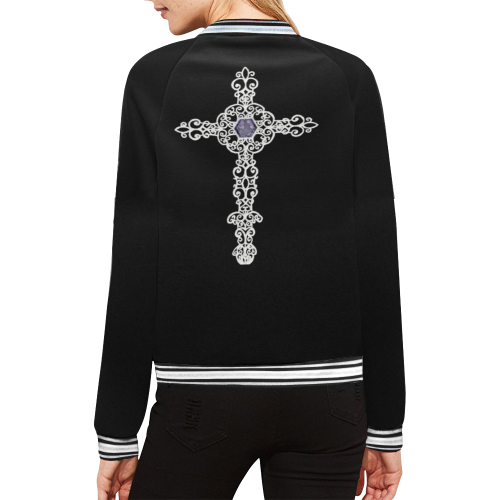 JEWELED CROSS PASTEL GOTH BGB JACKET All Over Print Bomber Jacket for Women (Model H21)