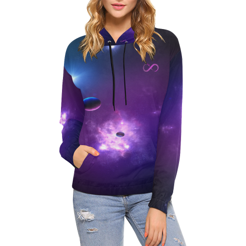 Lady Love Infinity Universe All Over Print Hoodie for Women (USA Size) (Model H13)