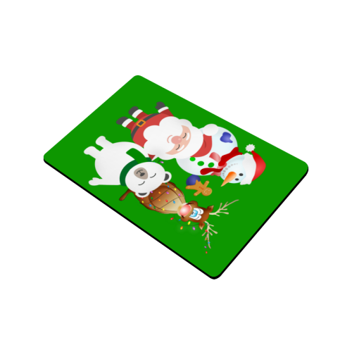 Christmas Gingerbread, Snowman, Santa Claus Green Doormat 24"x16"