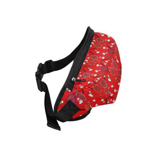 Badminton Rackets and Shuttlecocks Pattern Sports Red Fanny Pack/Large (Model 1676)