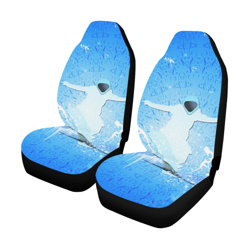 Snowboarder with snowflakes Car Seat Covers (Set of 2)