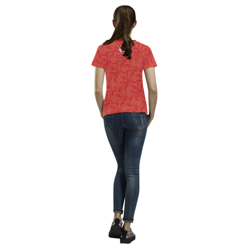 Allez Allez Allez Red All Over Print T-shirt for Women/Large Size (USA Size) (Model T40)