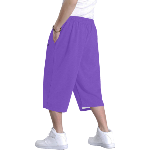 Men's Baggy Shorts (Black & Purple) Men's All Over Print Baggy Shorts (Model L37)