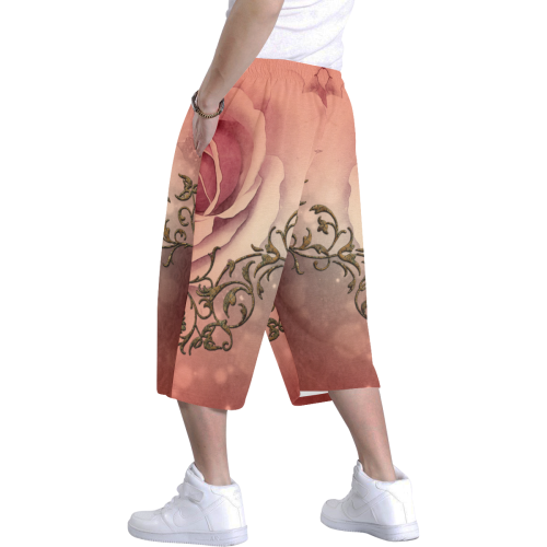 Wonderful roses with floral elements Men's All Over Print Baggy Shorts (Model L37)