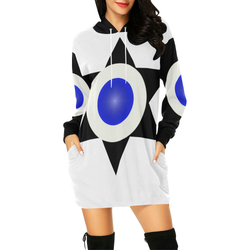 Texan blue star All Over Print Hoodie Mini Dress (Model H27)