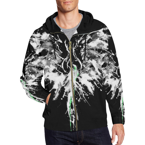 Phoenix - Abstract Painting Bird White 1 All Over Print Full Zip Hoodie for Men (Model H14)
