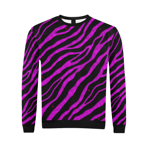 Ripped SpaceTime Stripes - Pink All Over Print Crewneck Sweatshirt for Men (Model H18)