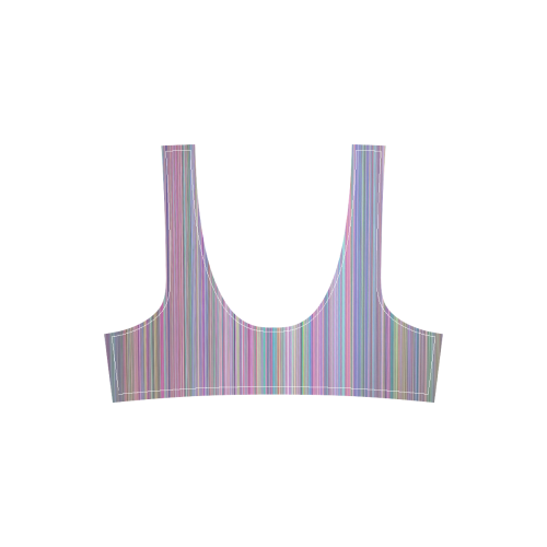 Broken TV screen rainbow stripe Sport Top & High-Waisted Bikini Swimsuit (Model S07)