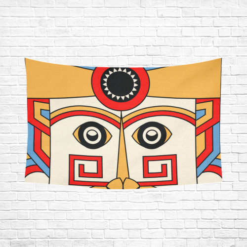 Aztec Religion Tribal Cotton Linen Wall Tapestry 90"x 60"