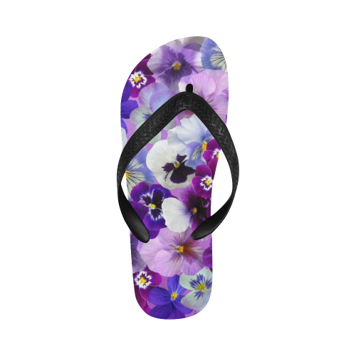 Pretty Purple Pansies Flip Flops for Men/Women (Model 040)