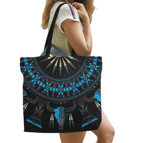 Buffalo Nation Blue All Over Print Canvas Tote Bag/Large (Model 1699)