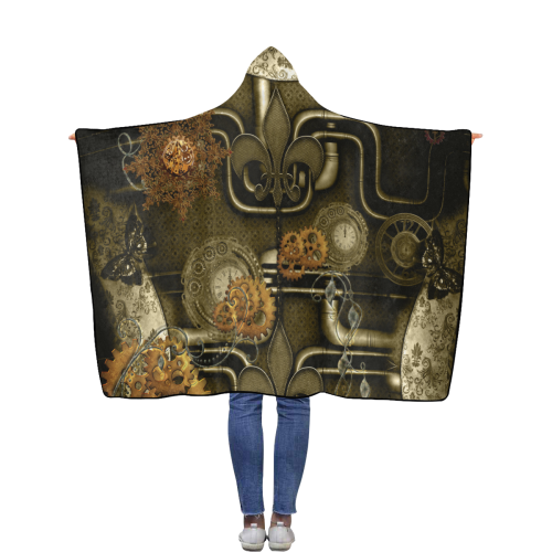Wonderful noble steampunk design Flannel Hooded Blanket 50''x60''