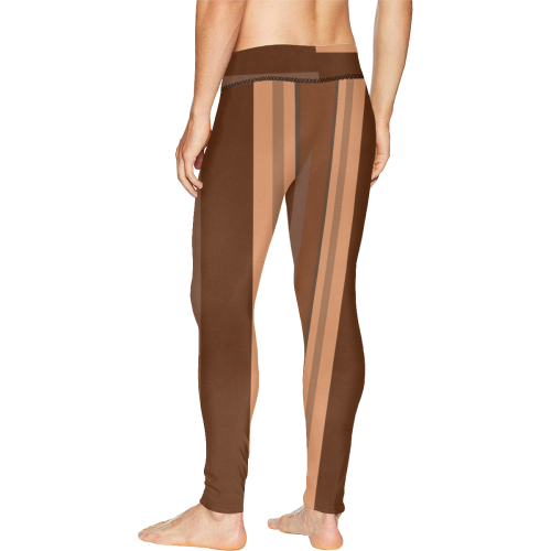 Brown Chocolate Caramel Stripes Men's All Over Print Leggings (Model L38)