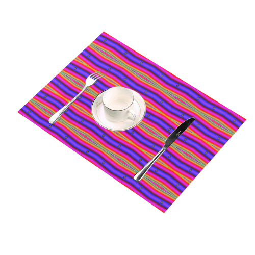 Bright Pink Purple Stripe Abstract Placemat 14’’ x 19’’ (Four Pieces)