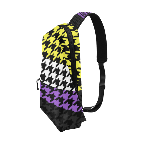 Non-Binary Pride Houndstooth Print Chest Bag (Model 1678)